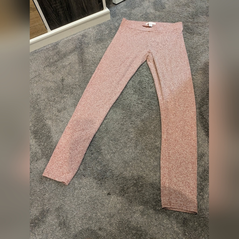 LC Lauren Conrad Pink Ribbed Knit Leggings
